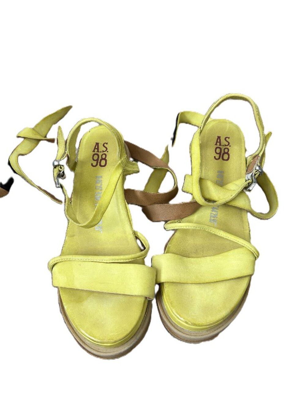 A.S.98 Labo Yellow Leather Wrap Platform Gladiator Sandals 42 10.5-11